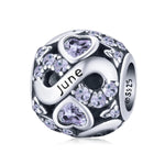 Infinite Love Zircon Heart Birthstone Charms