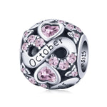 Infinite Love Zircon Heart Birthstone Charms