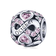 Infinite Love Zircon Heart Birthstone Charms