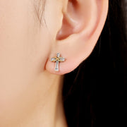 Infinity Cross Studs with Gold Accents