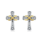 Infinity Cross Studs with Gold Accents