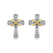 Infinity Cross Studs with Gold Accents