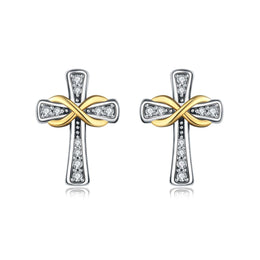 Infinity Cross Studs with Gold Accents