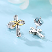 Infinity Cross Studs with Gold Accents