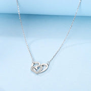 Interlocking Sparkling Hearts Pendant Necklace