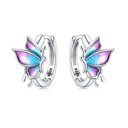 Iridescent Butterfly Hoop Earrings