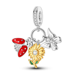 Ladybug, Sunflower & Butterfly Garden Charm