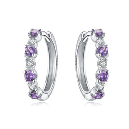 Lavender Crystal Hoop Earrings