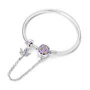 Lavender Dragonfly Bracelet with Safety Charm