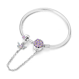 Lavender Dragonfly Bracelet with Safety Charm