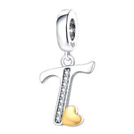Cursive Gold Heart Letter A~Z Alphabet Charm