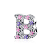 Pink & Purple Flower Letter A~Z Alphabet Charm