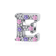 Pink & Purple Flower Letter A~Z Alphabet Charm