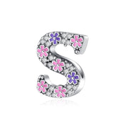 Pink & Purple Flower Letter A~Z Alphabet Charm