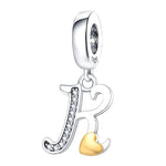 Cursive Gold Heart Letter A~Z Alphabet Charm