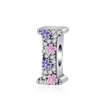 Pink & Purple Flower Letter A~Z Alphabet Charm