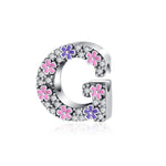 Pink & Purple Flower Letter A~Z Alphabet Charm