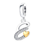 Cursive Gold Heart Letter A~Z Alphabet Charm