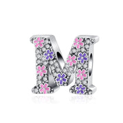 Pink & Purple Flower Letter A~Z Alphabet Charm