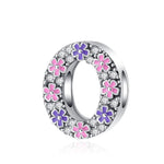 Pink & Purple Flower Letter A~Z Alphabet Charm