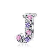Pink & Purple Flower Letter A~Z Alphabet Charm