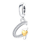 Cursive Gold Heart Letter A~Z Alphabet Charm
