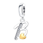 Cursive Gold Heart Letter A~Z Alphabet Charm