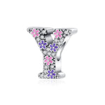 Pink & Purple Flower Letter A~Z Alphabet Charm