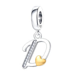 Cursive Gold Heart Letter A~Z Alphabet Charm