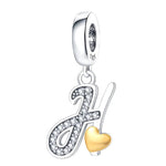 Cursive Gold Heart Letter A~Z Alphabet Charm