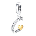 Cursive Gold Heart Letter A~Z Alphabet Charm
