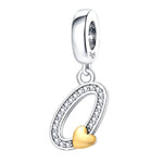 Cursive Gold Heart Letter A~Z Alphabet Charm