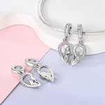 Sister & Forever Split Heart Dangle Charm