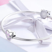 Love Pink Paw Prints Heart Charm