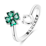 Lucky Charm Four-Leaf Clover & Horseshoe Ring
