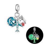 Luminous Airplane, Globe & Boarding Pass Travel Charm