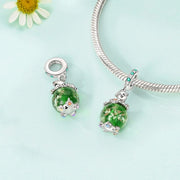 Luminous Dog with Green Crystal Globe Dangle Charm