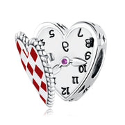 Mad Hatter’s Clock and Red Checkered Heart Charm