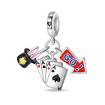 Magical Hat and Cards Triple Dangle Charm