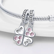 Mom And Dad Clover Double Dangle Charm