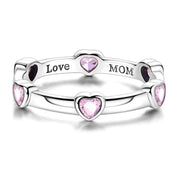 Mom’s Love Heart Gemstone Band Ring