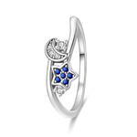 Moon & Star Crystal Ring