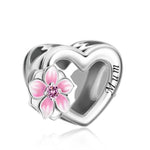 Mum Heart Cherry Blossom Charm