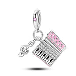 Musical Accordion & Treble Clef Double Dangle Charm