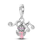Musical Notes & Pink Microphone Dangle Charm