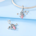 Musical Notes & Pink Microphone Dangle Charm