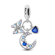 Mystic Moon, Heart, & Butterfly Triple Dangle Charm