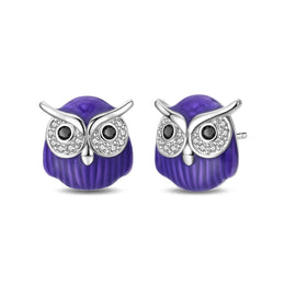 Mystical Night Owl Crystal Stud Earrings