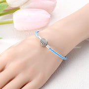 Ocean Blue Braided Leather Bracelet with Seashell Clasp