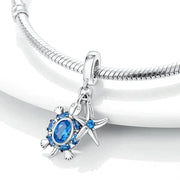 Ocean Blue Turtle and Star Dangle Charm